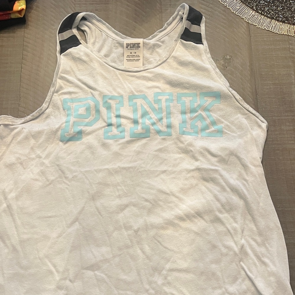 VS PINK Victoria's Secret White Tank Top-Size Medium